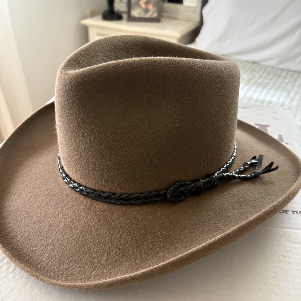 O'Farrell Brown Cowboy Hat with Black Braided Band, Size Small, 6.5-7 - Picture 8 of 13
